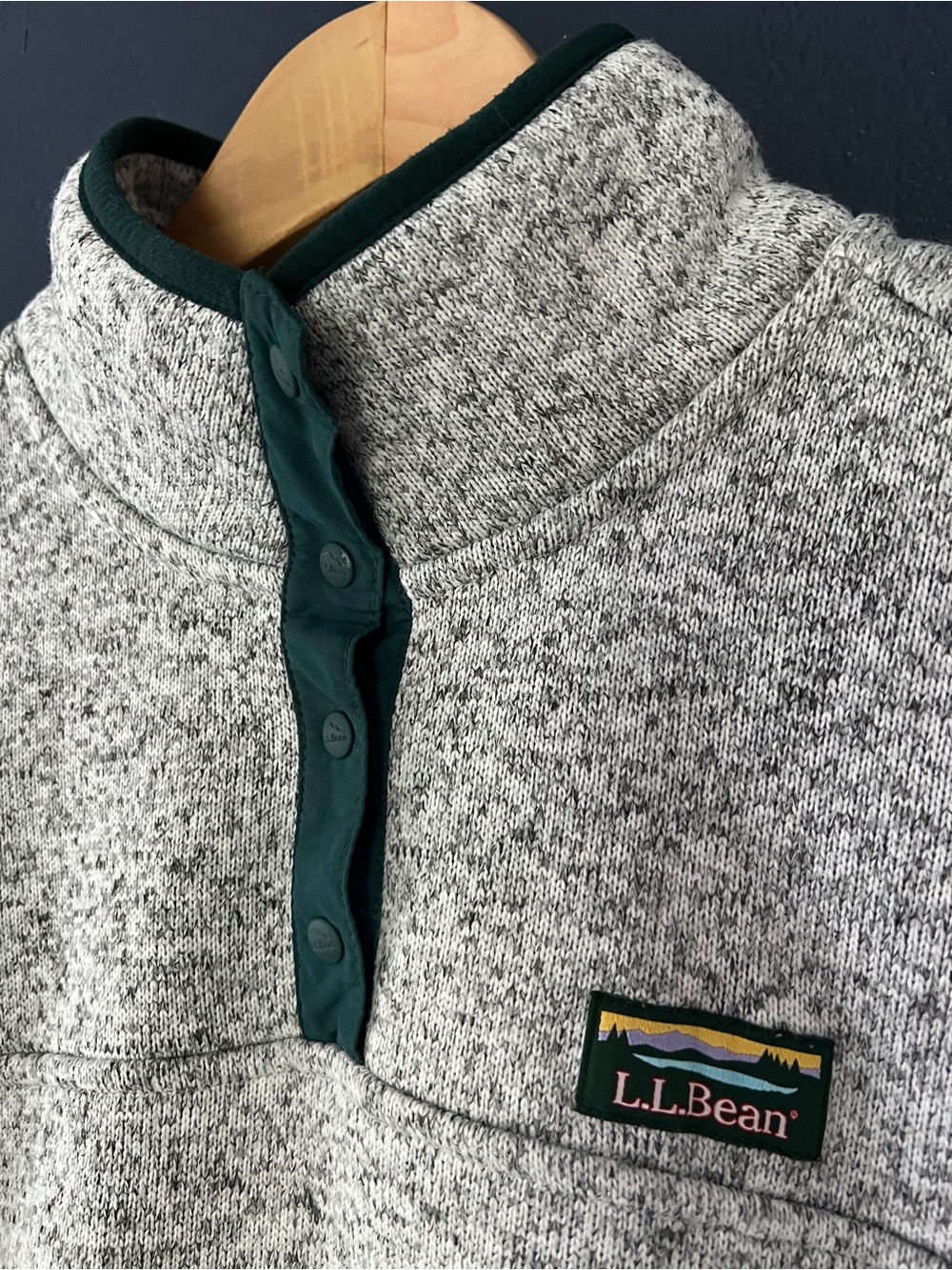 L.L. Bean Women’s Gray Pullover Sweater with Multicolor Mountain Pattern - Picture 2 of 13